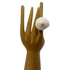 VTG New No Tags Sz 7.5 Natural Spiral Shell Statement Ring Artisan Hand Carved